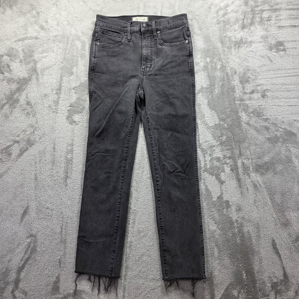 Madewell Jeans Womens 26 Gray Stovepipe High Rise Raw Hem Straight Leg Denim